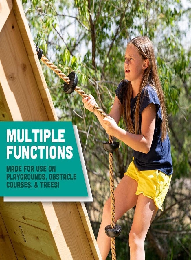 REZNOR حبل تسلق للأطفال من ريزنور بطول 6.5 قدم مع 5 عقد بلاستيكية خضراء اللون، مثالي لبيوت الأشجار وألعاب التسلق، وأراجيح اللعب في الفناء الخلفي أو في الهواء الطلق - Image 4